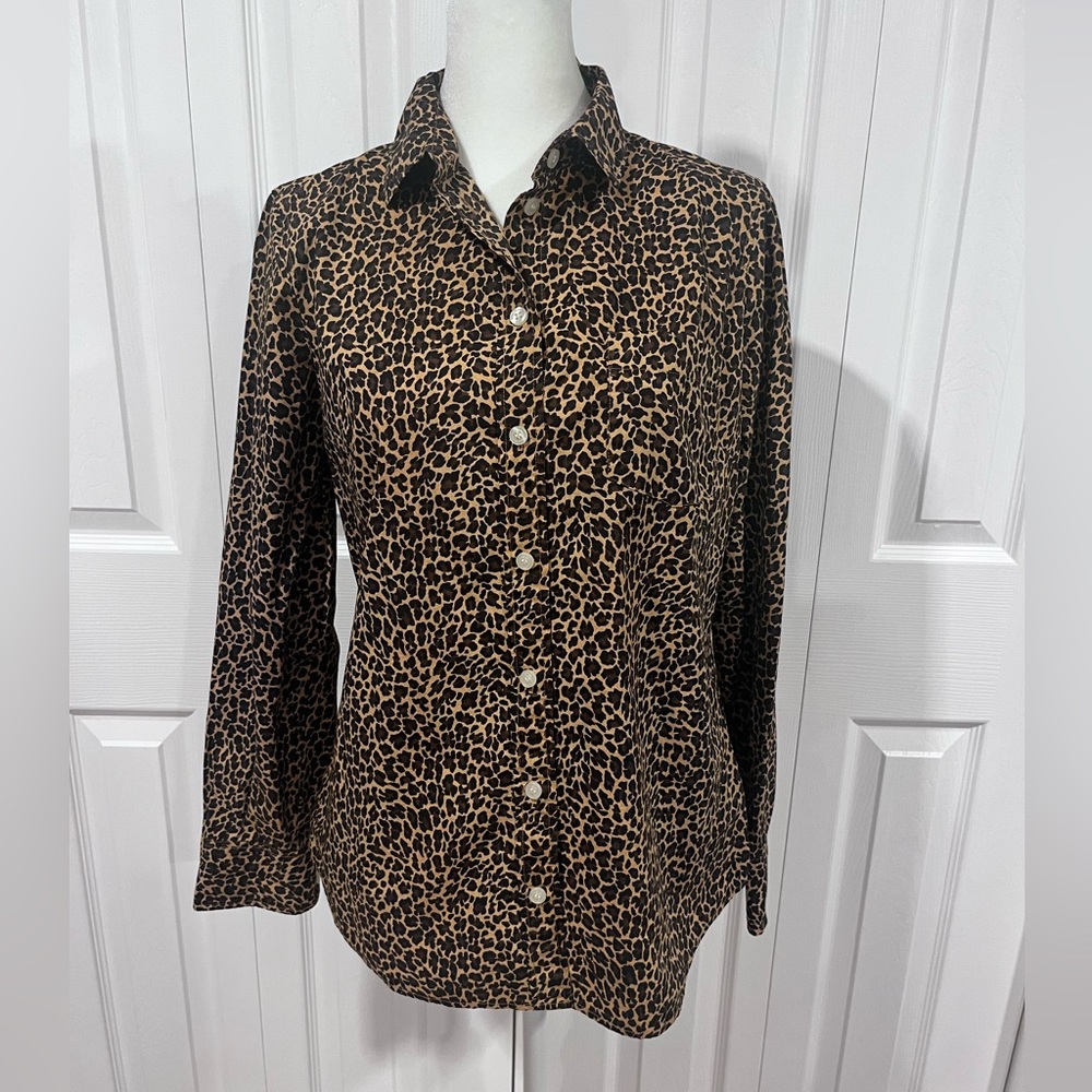 J. Crew Brown Leopard Print Button Down Shirt
